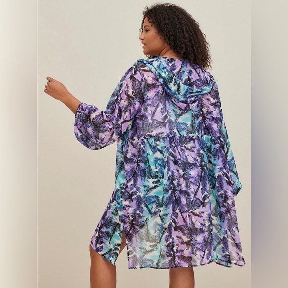 Torrid Midi Chiffon Hooded Kimono - Picture 2 of 5